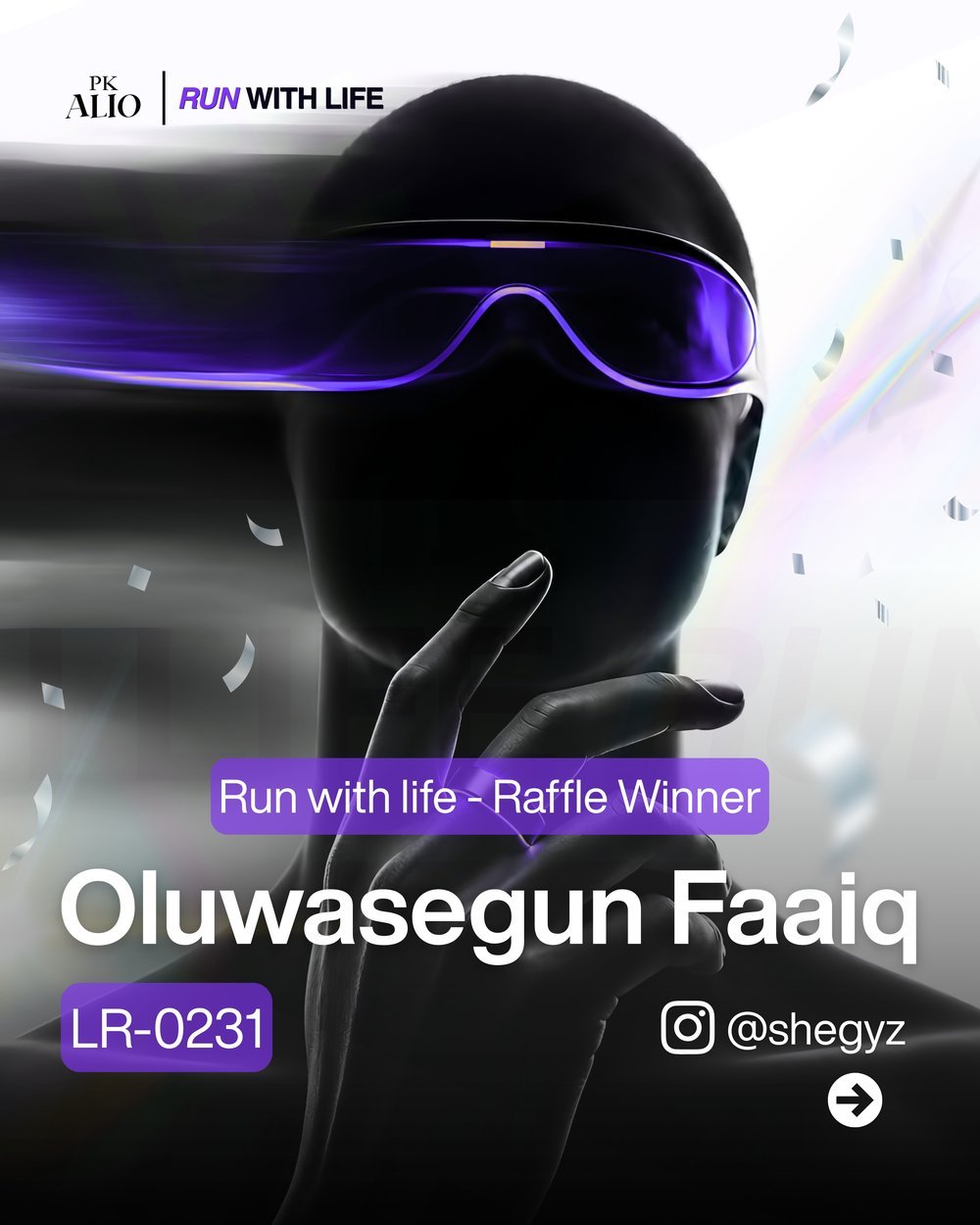 Oluwasegun Faaiq, raffle winner, BIB LR-0231